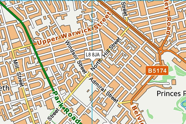 L8 8JA map - OS VectorMap District (Ordnance Survey)