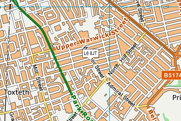 L8 8JT map - OS VectorMap District (Ordnance Survey)
