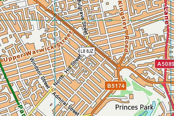 L8 8JZ map - OS VectorMap District (Ordnance Survey)