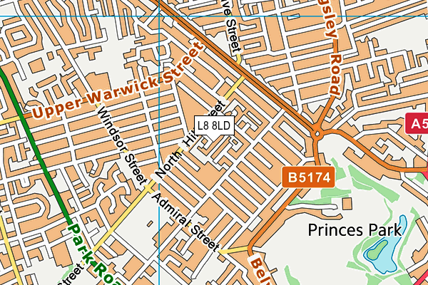 L8 8LD map - OS VectorMap District (Ordnance Survey)