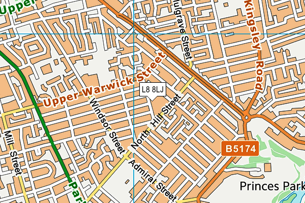 L8 8LJ map - OS VectorMap District (Ordnance Survey)