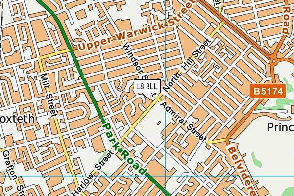 L8 8LL map - OS VectorMap District (Ordnance Survey)