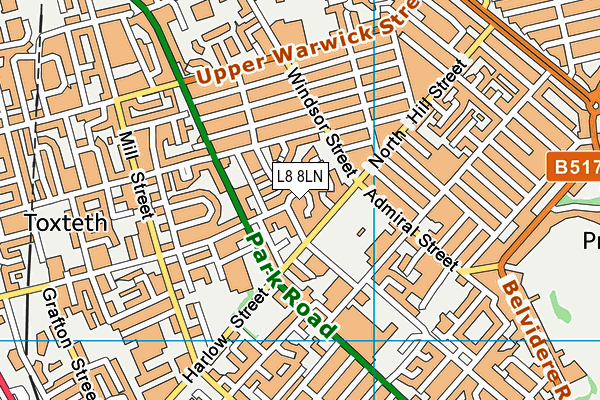 L8 8LN map - OS VectorMap District (Ordnance Survey)