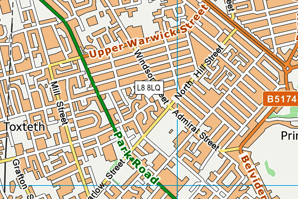L8 8LQ map - OS VectorMap District (Ordnance Survey)