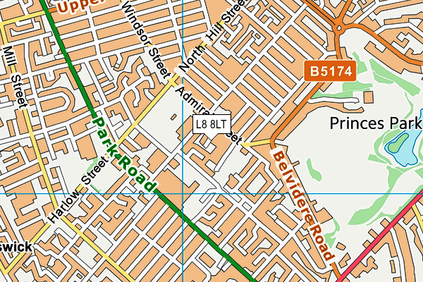 L8 8LT map - OS VectorMap District (Ordnance Survey)