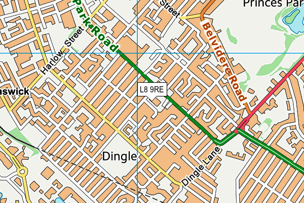 L8 9RE map - OS VectorMap District (Ordnance Survey)