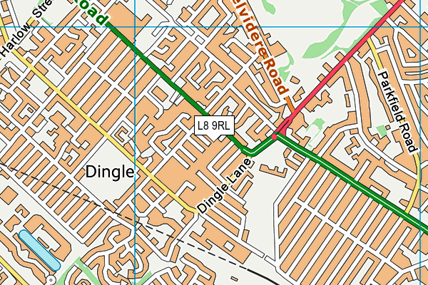 L8 9RL map - OS VectorMap District (Ordnance Survey)