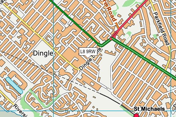 L8 9RW map - OS VectorMap District (Ordnance Survey)