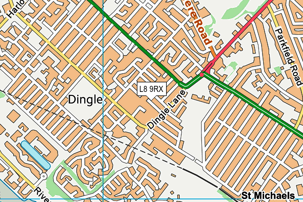 L8 9RX map - OS VectorMap District (Ordnance Survey)