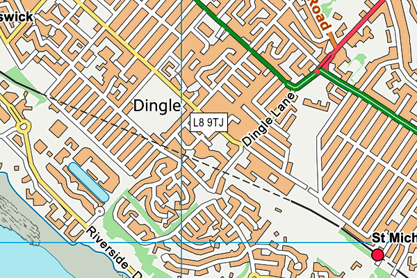 L8 9TJ map - OS VectorMap District (Ordnance Survey)