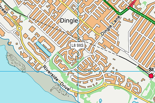 L8 9XS map - OS VectorMap District (Ordnance Survey)