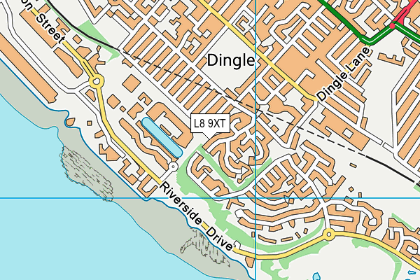 L8 9XT map - OS VectorMap District (Ordnance Survey)
