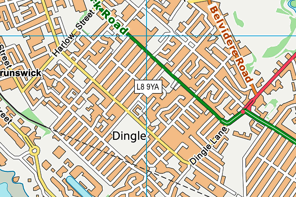 L8 9YA map - OS VectorMap District (Ordnance Survey)