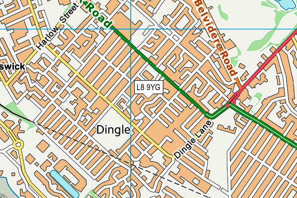 L8 9YG map - OS VectorMap District (Ordnance Survey)