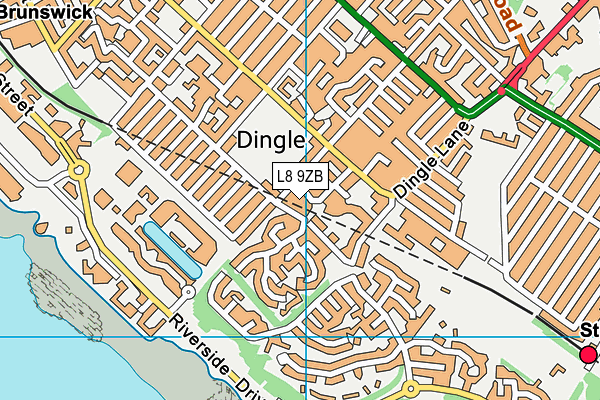 L8 9ZB map - OS VectorMap District (Ordnance Survey)