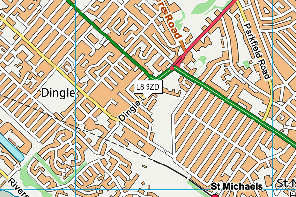 L8 9ZD map - OS VectorMap District (Ordnance Survey)