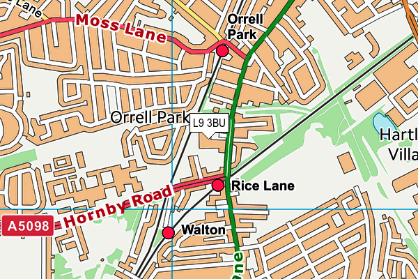Rice Lane Primary School and Nursery map (L9 3BU) - OS VectorMap District (Ordnance Survey)