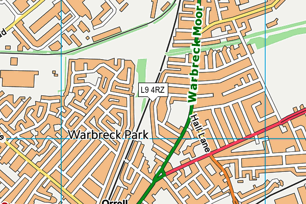 L9 4RZ map - OS VectorMap District (Ordnance Survey)