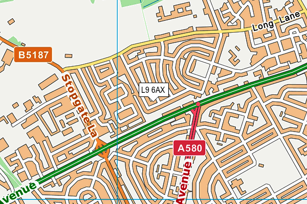 L9 6AX map - OS VectorMap District (Ordnance Survey)