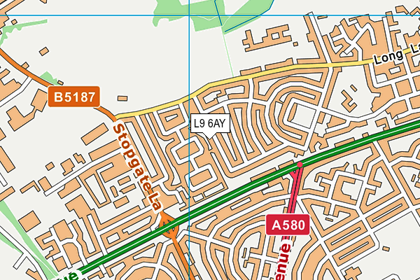 L9 6AY map - OS VectorMap District (Ordnance Survey)