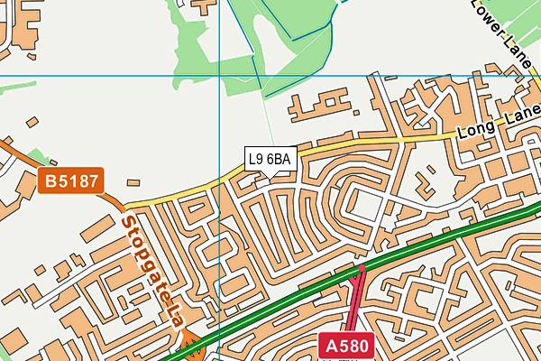 L9 6BA map - OS VectorMap District (Ordnance Survey)