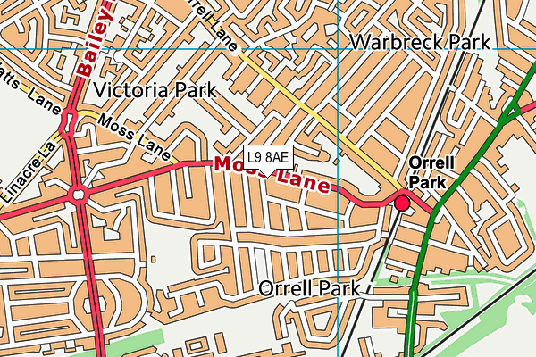 L9 8AE map - OS VectorMap District (Ordnance Survey)