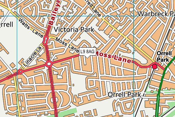 L9 8AG map - OS VectorMap District (Ordnance Survey)