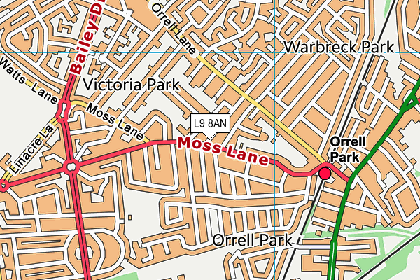 L9 8AN map - OS VectorMap District (Ordnance Survey)