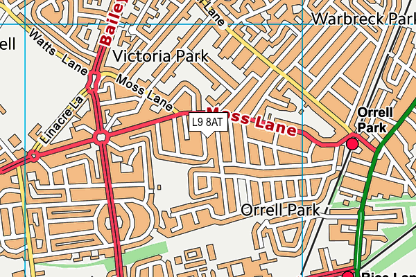 L9 8AT map - OS VectorMap District (Ordnance Survey)