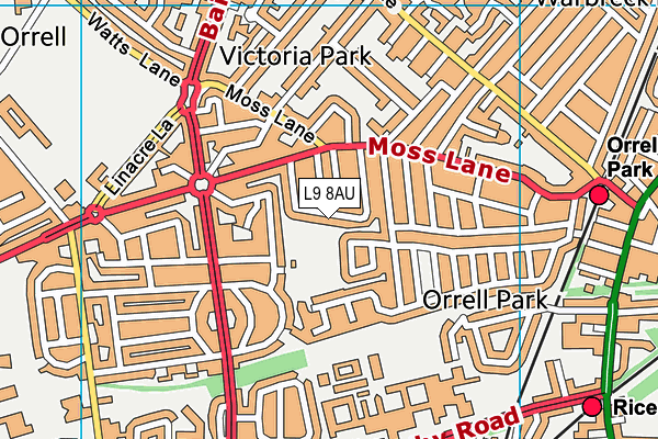 L9 8AU map - OS VectorMap District (Ordnance Survey)