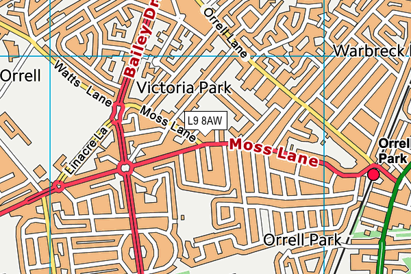 L9 8AW map - OS VectorMap District (Ordnance Survey)