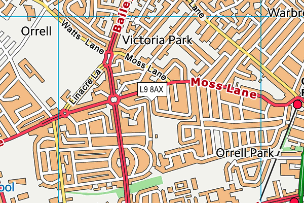 L9 8AX map - OS VectorMap District (Ordnance Survey)