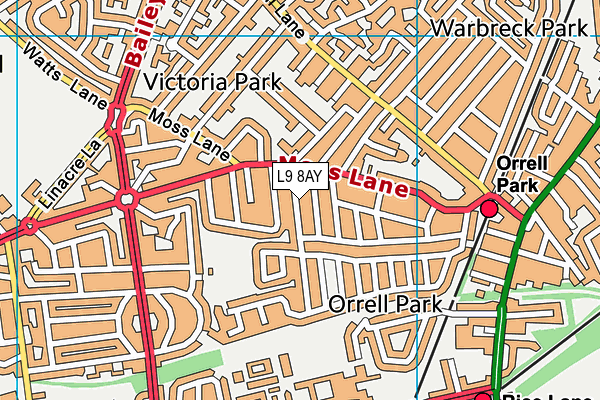 L9 8AY map - OS VectorMap District (Ordnance Survey)