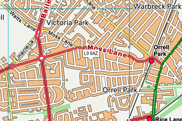 L9 8AZ map - OS VectorMap District (Ordnance Survey)