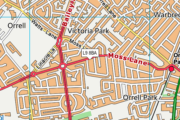 L9 8BA map - OS VectorMap District (Ordnance Survey)