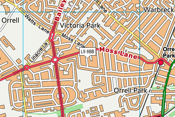 L9 8BB map - OS VectorMap District (Ordnance Survey)