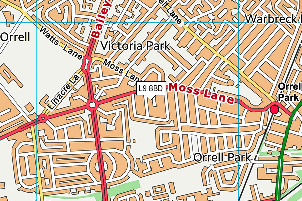 L9 8BD map - OS VectorMap District (Ordnance Survey)