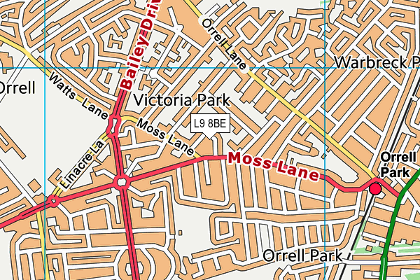 L9 8BE map - OS VectorMap District (Ordnance Survey)