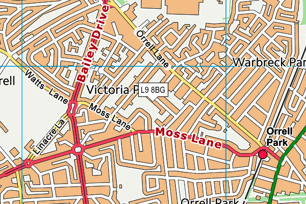 L9 8BG map - OS VectorMap District (Ordnance Survey)