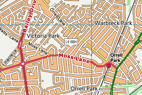 L9 8BH map - OS VectorMap District (Ordnance Survey)