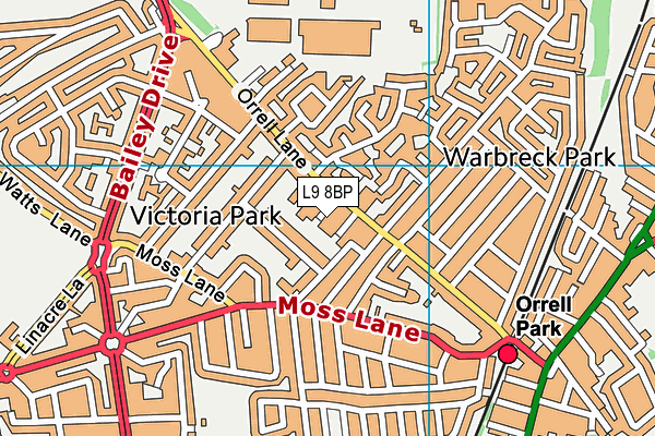 L9 8BP map - OS VectorMap District (Ordnance Survey)