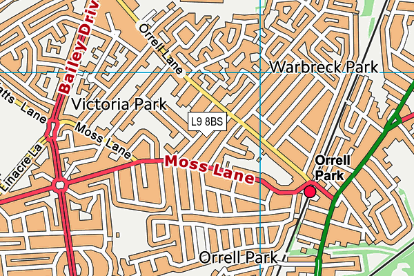 L9 8BS map - OS VectorMap District (Ordnance Survey)
