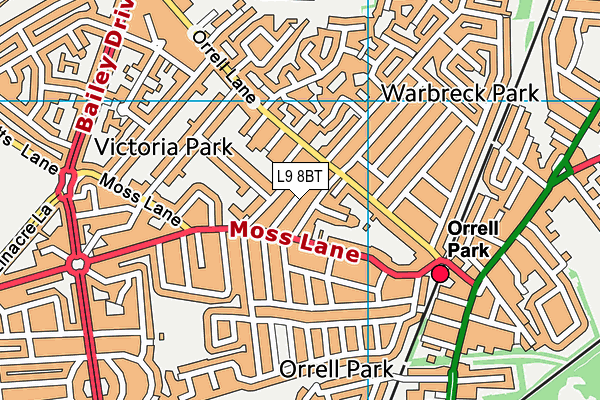 L9 8BT map - OS VectorMap District (Ordnance Survey)