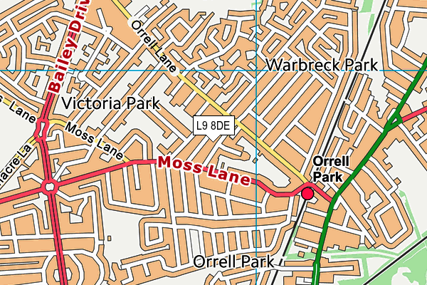 L9 8DE map - OS VectorMap District (Ordnance Survey)
