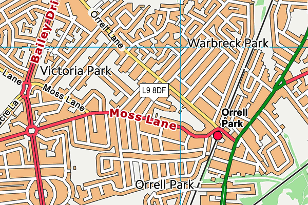 L9 8DF map - OS VectorMap District (Ordnance Survey)