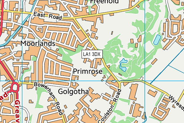 LA1 3DX map - OS VectorMap District (Ordnance Survey)