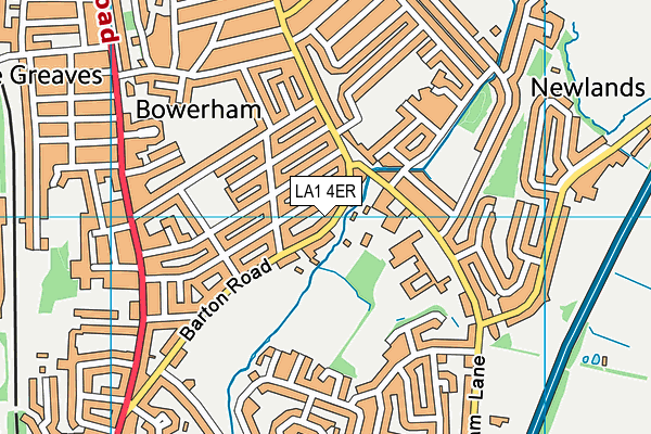 Barton Road Playing Fields map (LA1 4ER) - OS VectorMap District (Ordnance Survey)