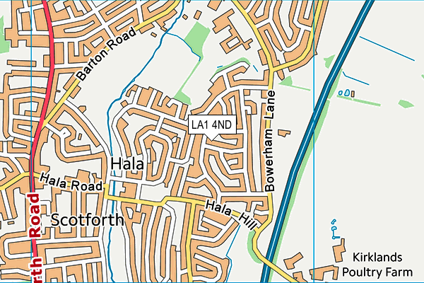 LA1 4ND map - OS VectorMap District (Ordnance Survey)