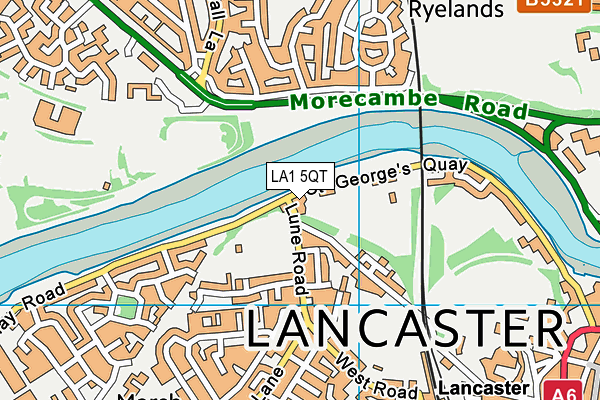 LA1 5QT map - OS VectorMap District (Ordnance Survey)