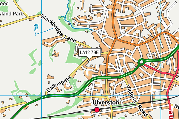 LA12 7BE map - OS VectorMap District (Ordnance Survey)